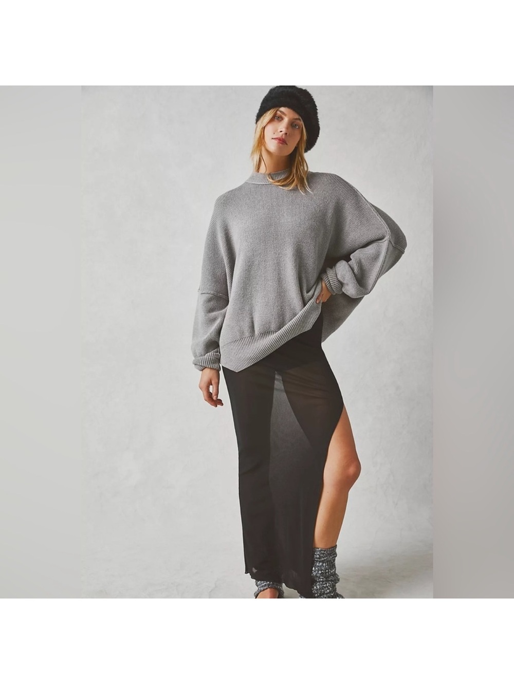 Free People Easy Street Grey Tunic Size Medium
